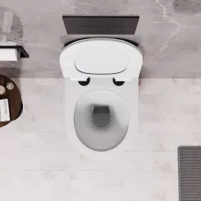 HD Lara White ultracsendes tornado fali rimless WC slim "F" tetővel és matt fekete zsanérral