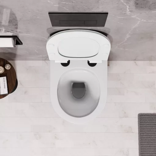 HD Lara White ultracsendes tornado fali rimless WC slim "F" tetővel és matt fekete zsanérral