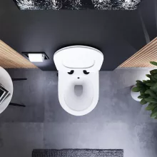 HD Vario White perem nélküli mély öblítésű íves fali WC, bidé funkcióval, slim "F" tetővel és matt fekete zsanérral