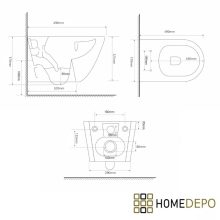 HD Lara White ultracsendes tornado fali rimless WC slim "P" tetővel és fényes króm zsanérral
