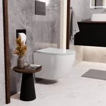 HD Lara White ultracsendes tornado fali rimless WC slim "P" tetővel és matt fekete zsanérral