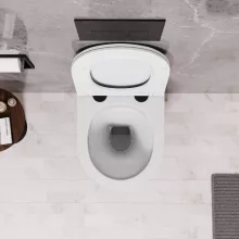 HD Lara White ultracsendes tornado fali rimless WC slim "P" tetővel és matt fekete zsanérral