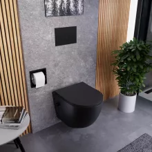 HD Vario White perem nélküli mély öblítésű íves fali WC, fekete bidé funkcióval, tető nélkül
