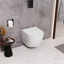 HD Lara White perem nélküli mély öblítésű íves fali WC tető nélkül