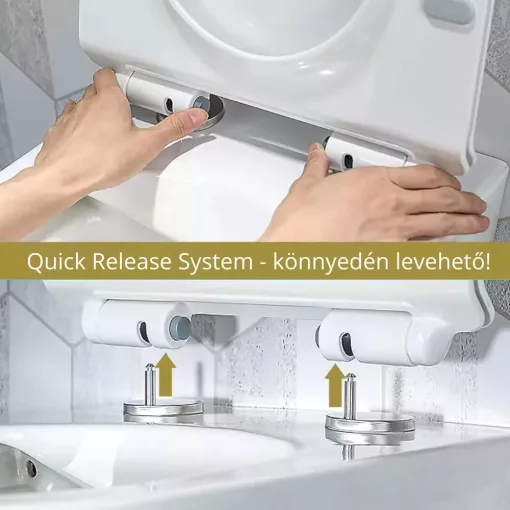 HD Vario Matt Black perem nélküli mély öblítésű íves fali WC, krómozott bidé funkcióval, compact "A" tetővel és matt fekete zsanérral