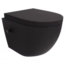 HD Vario Matt Black perem nélküli mély öblítésű íves fali WC, bidé funkcióval, compact "A" tetővel és matt fekete zsanérral