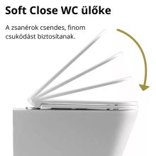 HD Vario Matt Black perem nélküli mély öblítésű íves fali WC, krómozott bidé funkcióval, slim "A" tetővel és matt fekete zsanérral