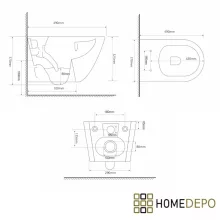 HD Lara Matt Black ultracsendes tornado fali rimless WC slim "F" tetővel és matt fekete zsanérral