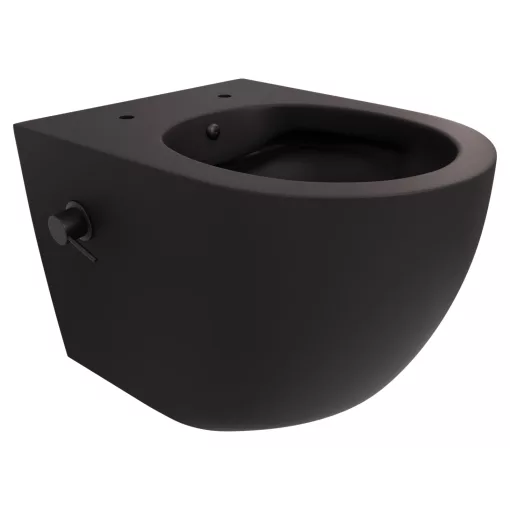 HD Vario Matt Black perem nélküli mély öblítésű íves fali WC tető nélkül