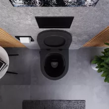 HD Vario Matt Black perem nélküli mély öblítésű íves fali WC tető nélkül