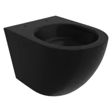HD Lara Matt Black perem nélküli mély öblítésű íves fali WC tető nélkül