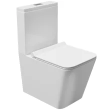 HD Ariana White perem nélküli mély öblítésű szögletes monoblokkos WC alsó kifolyású slim "G" tetővel és fényes króm kiegészítőkkel + tartály