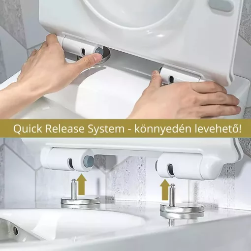 HD Ariana White perem nélküli mély öblítésű szögletes monoblokkos WC alsó kifolyású slim "S" tetővel és matt fekete kiegészítőkkel + tartály