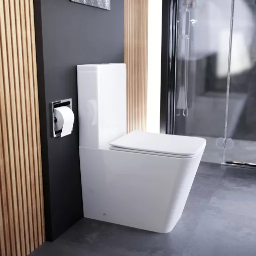 HD Ariana White perem nélküli mély öblítésű szögletes monoblokkos WC alsó kifolyású tető nélkül + tartály