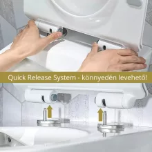 HD Ariana Matt Black perem nélküli mély öblítésű szögletes monoblokkos WC hátsó kifolyású slim "S" tetővel és matt fekete kiegészítőkkel + tartály