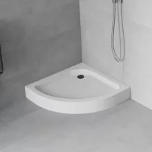 HD Lofty 80x80/90x90 íves magasított akril zuhanytálca, 13,5 cm magas, fekete szifonnal