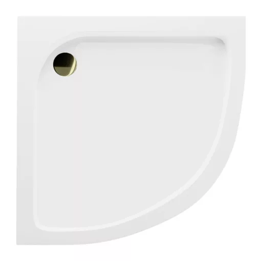 HD Lofty 80x80/90x90 íves magasított akril zuhanytálca, 13,5 cm magas, arany szifonnal