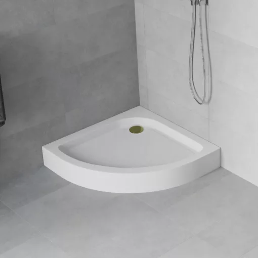 HD Lofty 80x80/90x90 íves magasított akril zuhanytálca, 13,5 cm magas, arany szifonnal