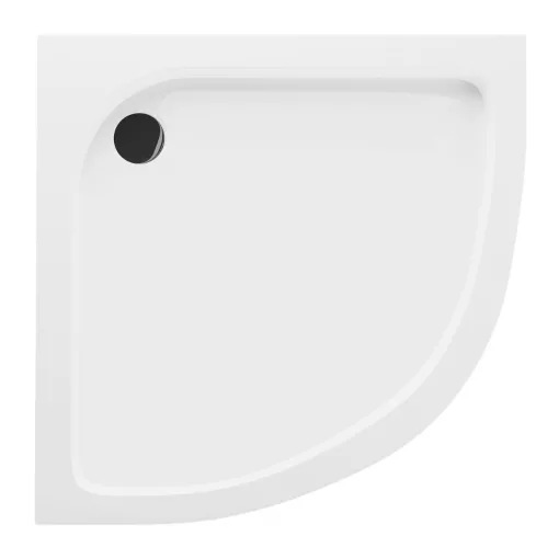 HD Lofty 90x90 íves magasított akril zuhanytálca, 13,5 cm magas, fekete szifonnal