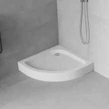 HD Lofty 90x90 íves magasított akril zuhanytálca, 13,5 cm magas, króm szifonnal