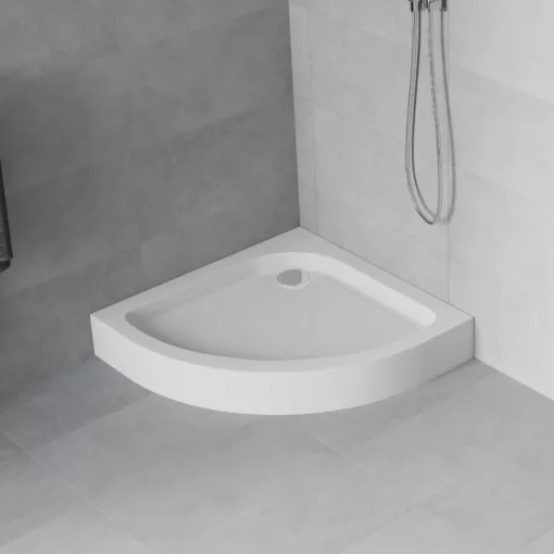 HD Lofty 90x90 íves magasított akril zuhanytálca, 13,5 cm magas, króm szifonnal