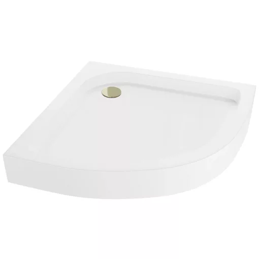 HD Lofty 90x90 íves magasított akril zuhanytálca, 13,5 cm magas, arany szifonnal