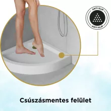 HD Lofty 90x90 íves magasított akril zuhanytálca, 13,5 cm magas, arany szifonnal