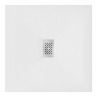 HD Marco+ White 100x100 SMC kompozit slim szögletes kőhatású zuhanytálca, krómozott ráccsal, 2,6 cm magas, szifonnal
