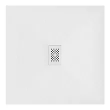 HD Marco+ White 100x100 SMC kompozit slim szögletes kőhatású zuhanytálca, fehér ráccsal, 2,6 cm magas, szifonnal