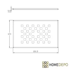 HD Marco+ White 100x100 SMC kompozit slim szögletes kőhatású zuhanytálca, fehér ráccsal, 2,6 cm magas, szifonnal