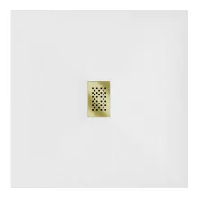 HD Marco+ White 100x100 SMC kompozit slim szögletes kőhatású zuhanytálca, arany színű ráccsal, 2,6 cm magas, szifon nélkül