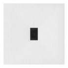 HD Marco+ White 100x100 SMC kompozit slim szögletes kőhatású zuhanytálca, fekete ráccsal, 2,6 cm magas, szifonnal