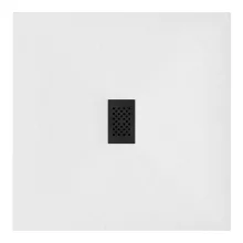 HD Marco+ White 100x100 SMC kompozit slim szögletes kőhatású zuhanytálca, fekete ráccsal, 2,6 cm magas, szifonnal