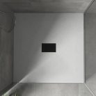 HD Marco+ White 100x100 SMC kompozit slim szögletes kőhatású zuhanytálca, fekete ráccsal, 2,6 cm magas, szifonnal