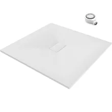 HD Marco White 100x100 SMC kompozit slim szögletes kőhatású zuhanytálca, 2,6 cm magas, szifonnal