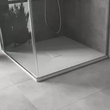 HD Marco White 100x100 SMC kompozit slim szögletes kőhatású zuhanytálca, 2,6 cm magas, szifonnal