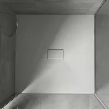 HD Marco White 100x100 SMC kompozit slim szögletes kőhatású zuhanytálca, 2,6 cm magas, szifonnal