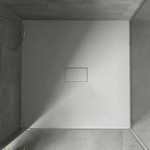 HD Marco White 100x100 SMC kompozit slim szögletes kőhatású zuhanytálca, 2,6 cm magas, szifonnal