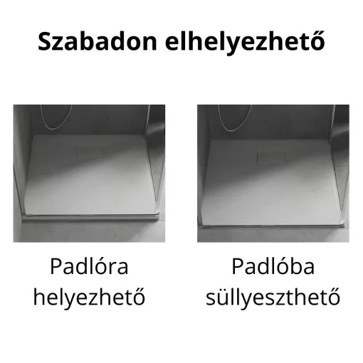 HD Marco White 100x100 SMC kompozit slim szögletes kőhatású zuhanytálca, 2,6 cm magas, szifonnal