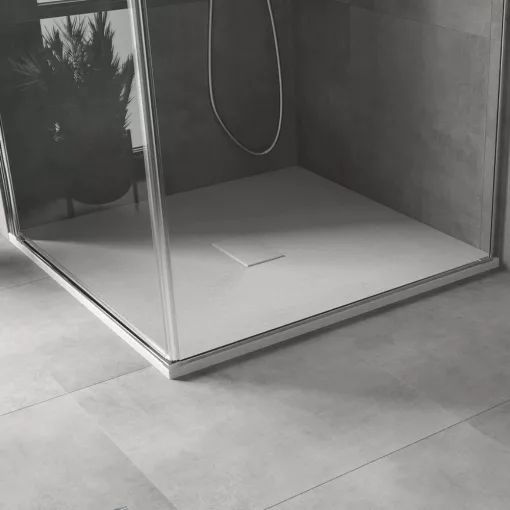 HD Marco White 100x100 SMC kompozit slim szögletes kőhatású zuhanytálca, 2,6 cm magas, szifon nélkül