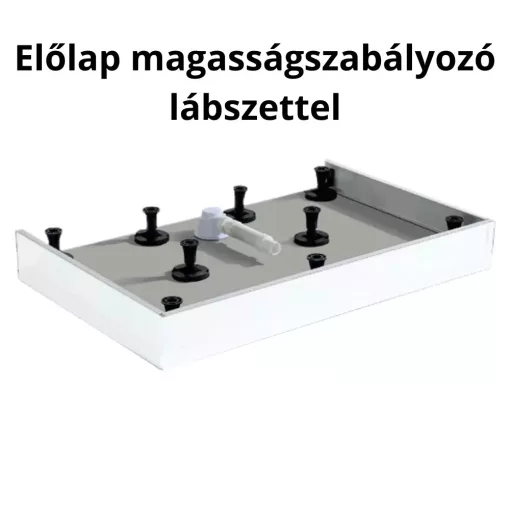 HD Marco+ White 100x100 SMC kompozit magasított szögletes kőhatású zuhanytálca, fekete ráccsal, 15 cm magas, szifon nélkül