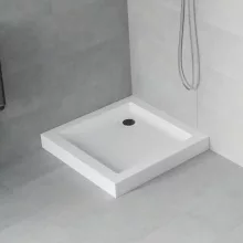 HD Lofty 70x70/80x80/90x90 szögletes magasított akril zuhanytálca, 13,5 cm magas, fekete szifonnal