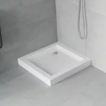 HD Lofty 70x70/80x80/90x90 szögletes magasított akril zuhanytálca, 13,5 cm magas, króm szifonnal