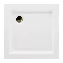 HD Lofty 70x70/80x80/90x90 szögletes magasított akril zuhanytálca, 13,5 cm magas, arany szifonnal