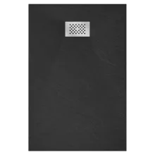 HD Marco+ Black 100x80/120x90 SMC kompozit slim szögletes kőhatású zuhanytálca, krómozott ráccsal, 2,6 cm magas, szifon nélkül