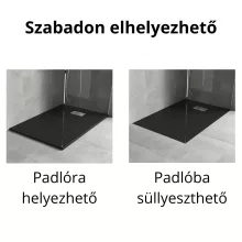 HD Marco+ Black 100x80/120x90 SMC kompozit slim szögletes kőhatású zuhanytálca, krómozott ráccsal, 2,6 cm magas, szifon nélkül