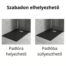 HD Marco+ Black 120x90 SMC kompozit slim szögletes kőhatású zuhanytálca, fehér ráccsal, 2,6 cm magas, szifon nélkül