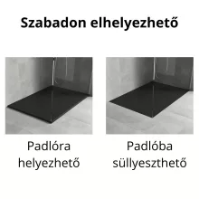 HD Marco+ Black 120x90 SMC kompozit slim szögletes kőhatású zuhanytálca, fekete ráccsal, 2,6 cm magas, szifon nélkül