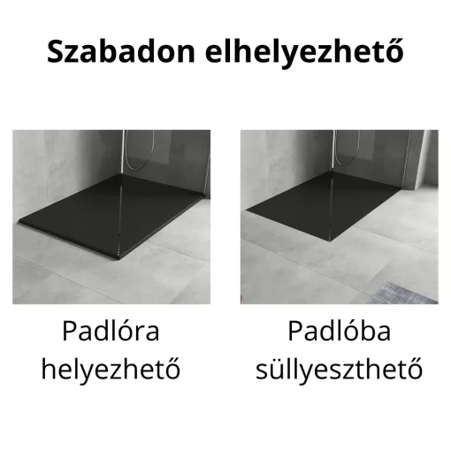 HD Marco Black 120x90 SMC kompozit slim szögletes kőhatású zuhanytálca, 2,6 cm magas, szifonnal