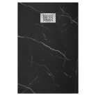 HD Marco+ Black Marble 100x80/120x90 SMC kompozit slim szögletes kőhatású zuhanytálca, krómozott ráccsal, 2,6 cm magas, szifon nélkül